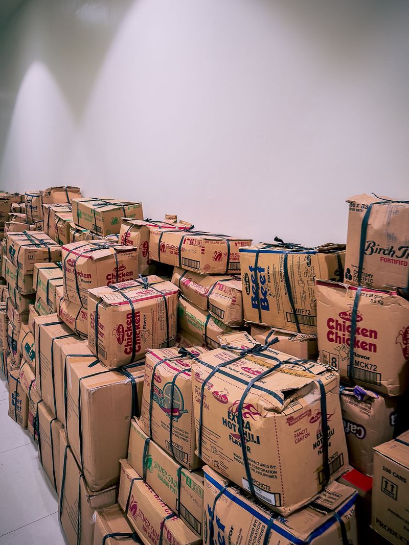 Cartons stacked on racks inside a secure storage warehouse in Coimbatore